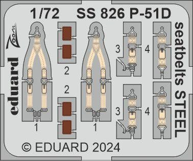 SS826 P-51D привязні ремені  STEEL 1/72