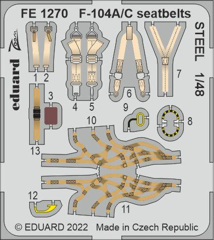 FE1270 F-104A/C прив'язні ремені STEEL 1/48
