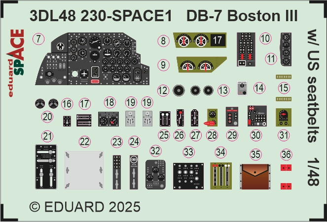 3DL48230 DB-7 Boston III w/ US ремені безпеки SPACE 1/48