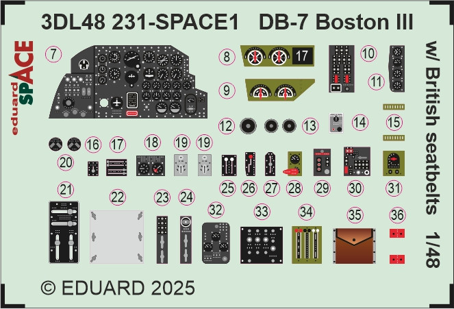 3DL48231 DB-7 Boston III w/ British ремені безпеки SPACE 1/48