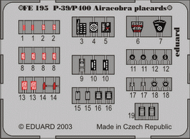 FE195 P-39/ P400 заводские таблички, маркировка 1/48