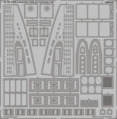 53195 DKM U-boat VIIc U-552 3 часть, корпус 1/48