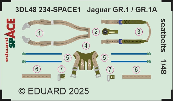 3DL48234 Jaguar GR.1 / GR.1A ремені безпеки SPACE 1/48