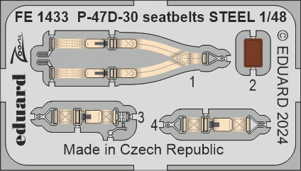 FE1433 P-47D-30  привязні ремені  STEEL 1/48