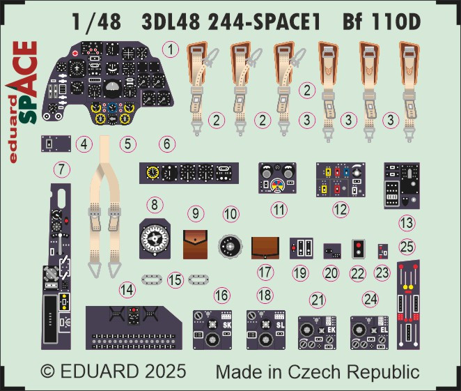 3DL48244 Інтер'єр кабіни Bf 110D SPACE 1/48