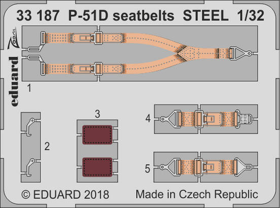 33187 P-51D стальные ремни 1/32