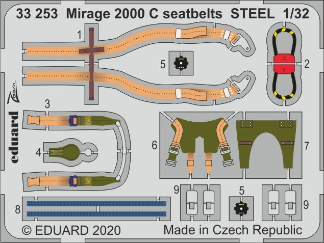 33253  Mirage 2000 C привязные ремни 1/32