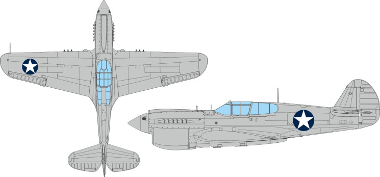 EX1120 Маски P-40E US круглі національні знаки США 1/48