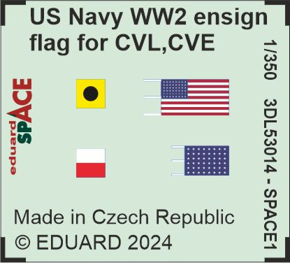 3DL53014 Прапор ВМС США Другої світової війни для CVL, CVE, CL & DD SPACE 1/350
