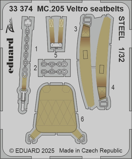 33374 MC.205 Veltro  привязні ремені  STEEL 1/32