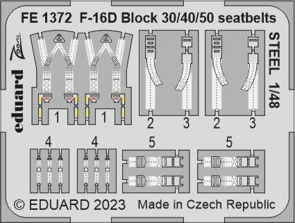 FE1372 F-16D Block 30/40/50 привязні ремені STEEL 1/48