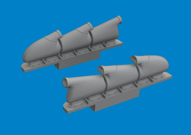 672408 Spitfire Mk.V тритрубні вихлопні патрубки округлі PRINT 1/72