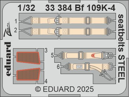 33384 Ремені безпеки Bf 109K-4 STEEL 1/32