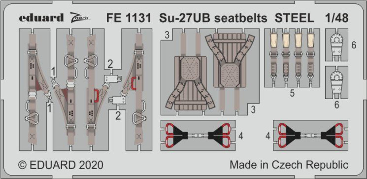 FE1131  СУ-27УБ привязные ремни  STEEL 1/48