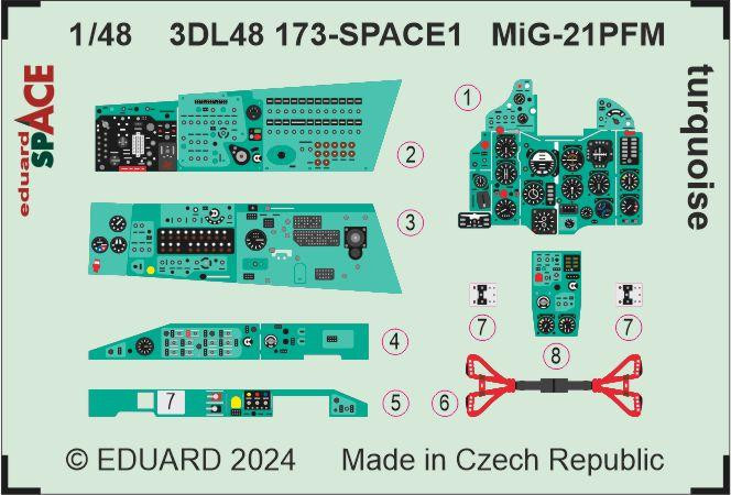 3DL48173 MiГ-21ПФМ бірюзовий SPACE 1/48