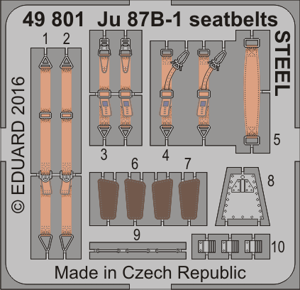 49801 Ремені безпеки Ju 87B-1 STEEL 1/48