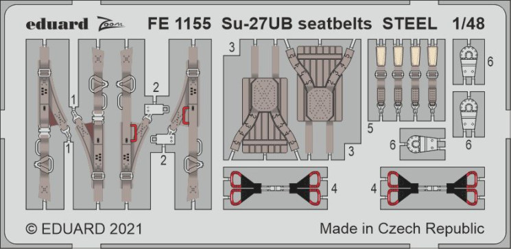 FE1155  СУ-27УБ  привязные ремни  STEEL 1/48