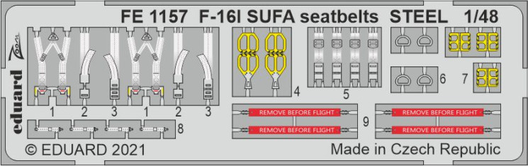 FE1157  F-16I SUFA  привязные ремни  STEEL 1/48
