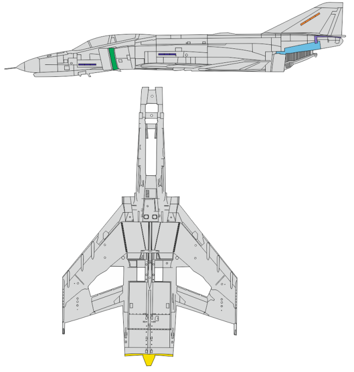 Маски EX956 F-4E поверхневі панелі 1/48