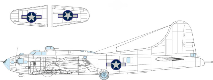 EX1055 Маски B-17F Національний знак США з синім контуром 1/48