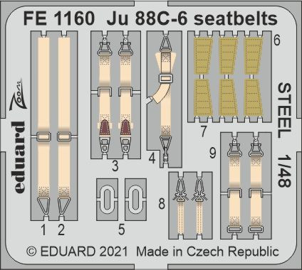 FE1160  Ju 88C-6 привязные ремни  STEEL 1/48