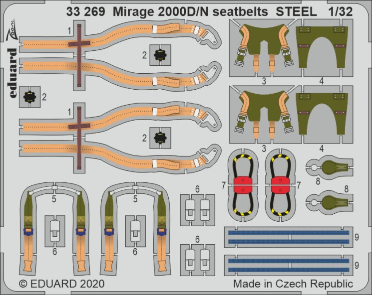 33269  Mirage 2000D/N привязные ремни  STEEL 1/32