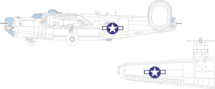EX1043 Маски B-24J національні відзнаки США 1/48