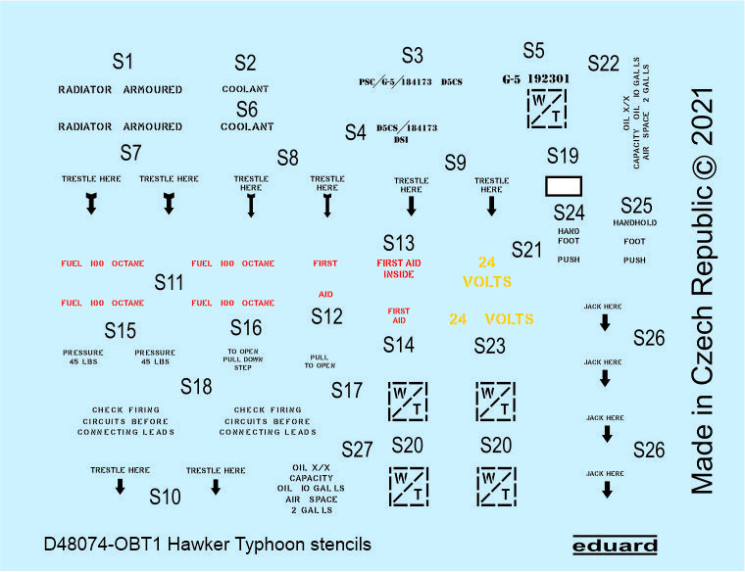 D48074 Декали Hawker Typhoon stencils 1/48
