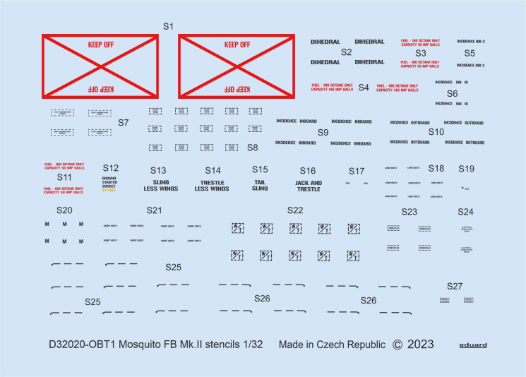 D32020 Mosquito FB Mk.II технічні надписи 1/32