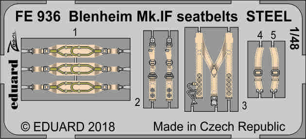 FE936 Ремені безпеки Blenheim Mk.IF STEEL 1/48