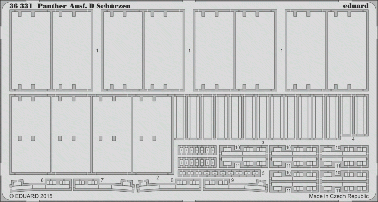 36331 Panther Ausf. D бічні екрани (Schurzen) 1/35