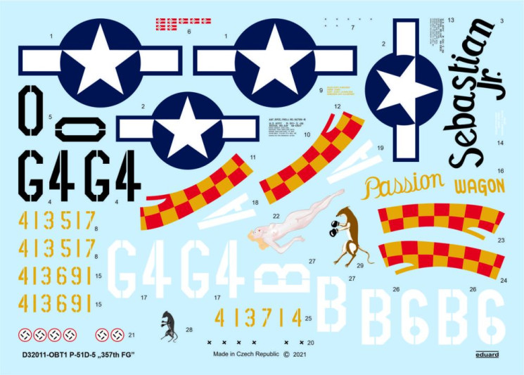 D32011 Декали P-51D-5 "357th FG" 1/32