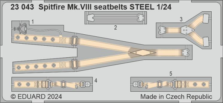 23043 Spitfire Mk.VIII прив'язні ремені STEEL 1/24