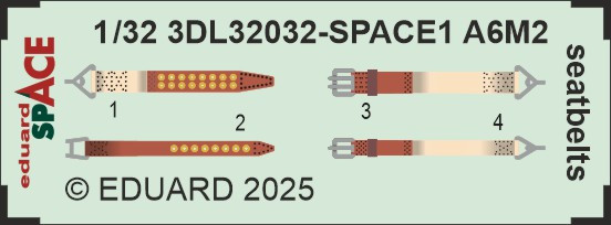 3DL32032 A6M2 Zero привязні ремені SPACE 1/32