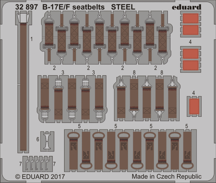 32897 B-17E/F seatbelts STEEL 1/32