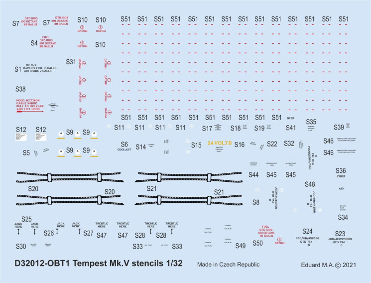 D32012 Декали Tempest Mk.V техничка 1/32