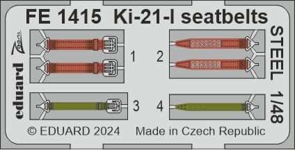 FE1415 Ki-21-I привязні ремені  STEEL 1/48