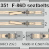 FE1351 F-86D привязні ремені  STEEL 1/48