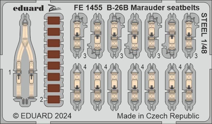 FE1455 B-26B Marauder привязні ремені  STEEL 1/48