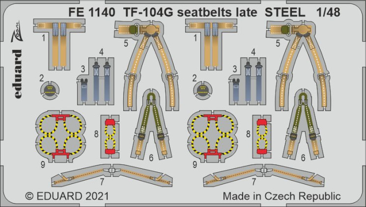 FE1140  TF-104G привязные ремни  late STEEL 1/48