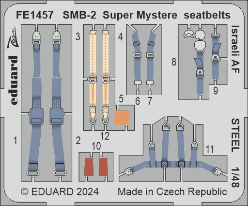 FE1457 SMB-2 Super Mystere привязні ремені  ПС Ізраїлю STEEL 1/48